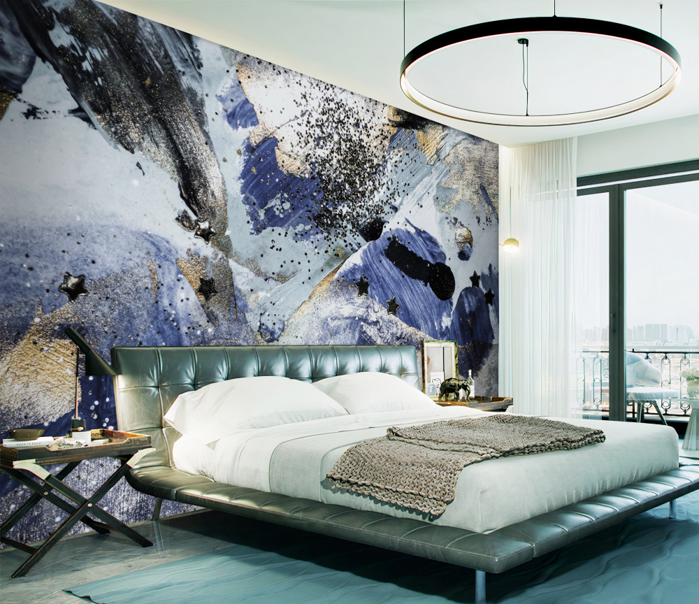 Fototapeta abstrakcja kolorów niebieskiego i złotego