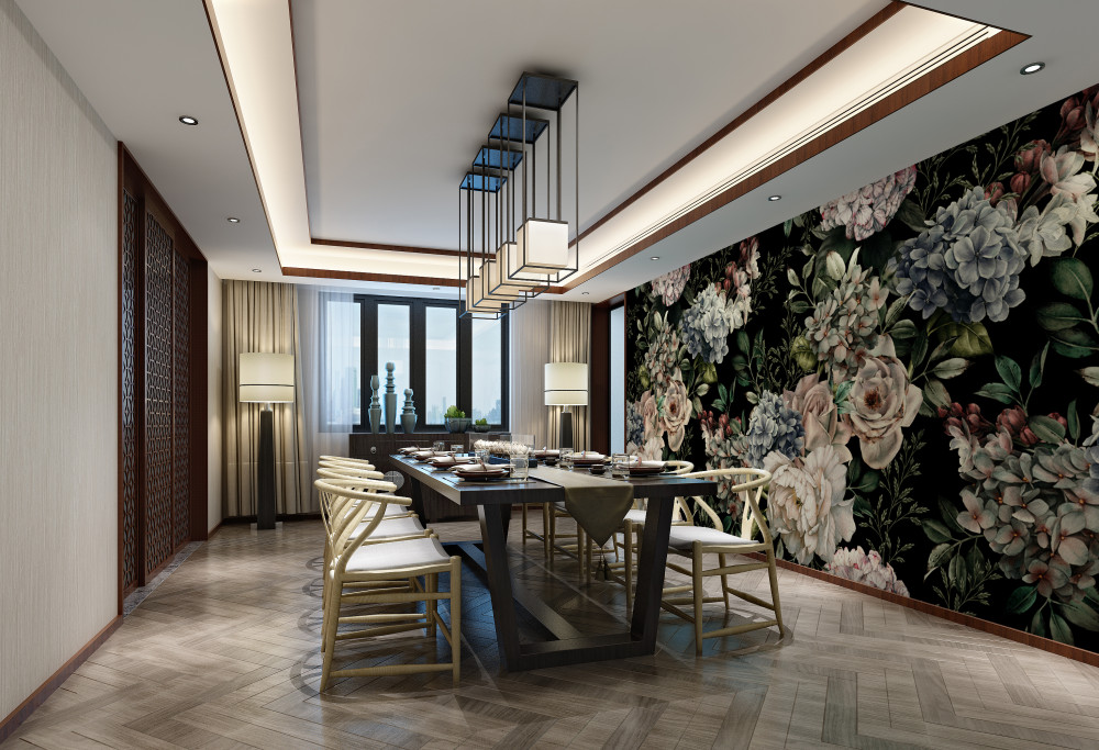 Fototapeta gałęzie w kwiatach na czarnym tle