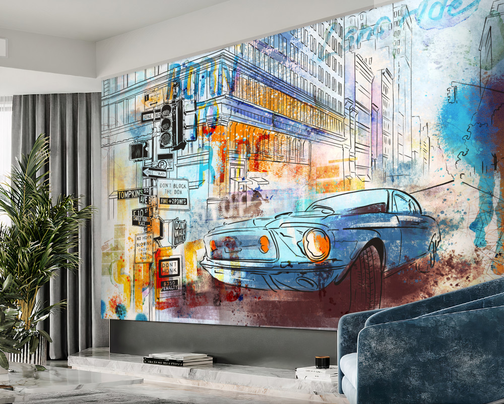 Fototapeta szkice ulic i samochodów