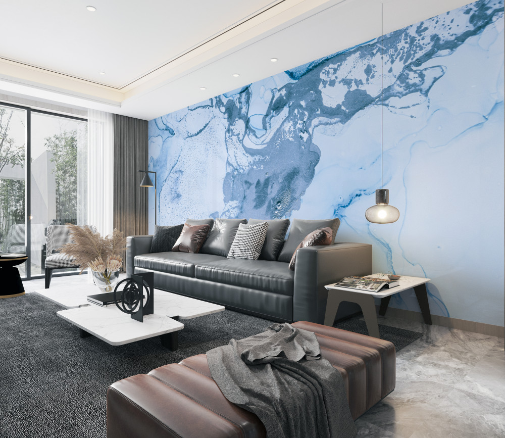 Fototapeta spotkanie błękitnych i turkusowych fal