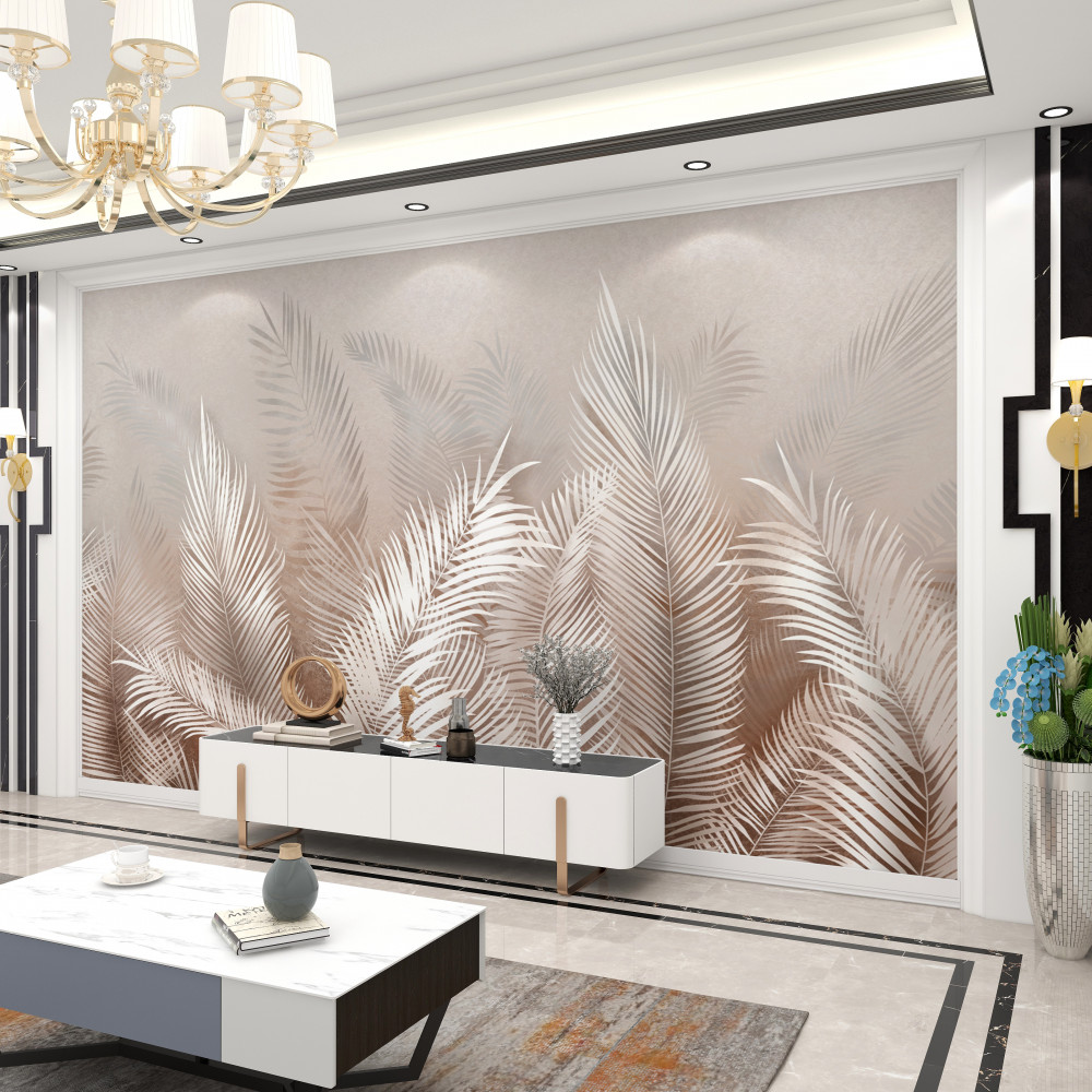 Fototapeta liście palmowe w beżowych odcieniach