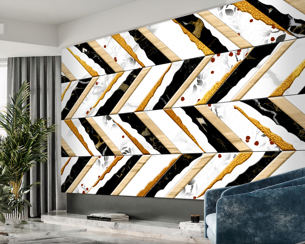 Fototapeta wielokolorowe zygzakowate linie w lustrzanym odbiciu