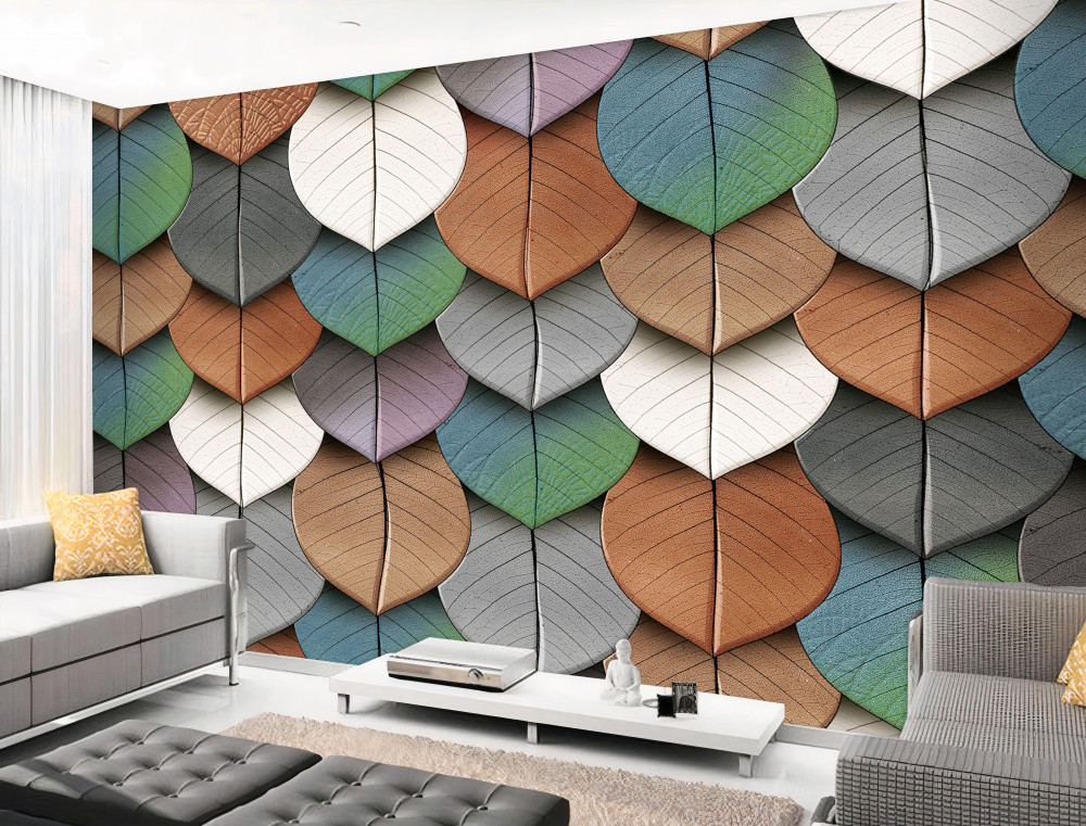 Fototapeta abstrakcyjne jesienne liście i kwiaty