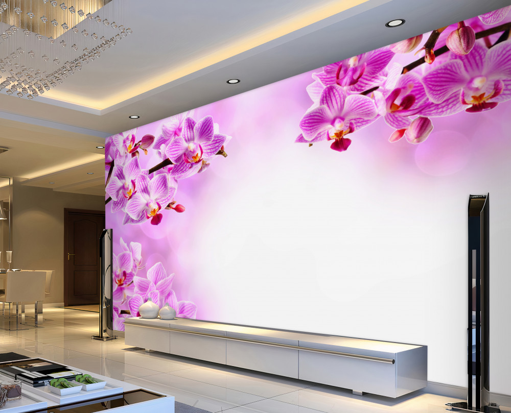 Fototapeta gałęzie kwitnącej liliowej orchidei