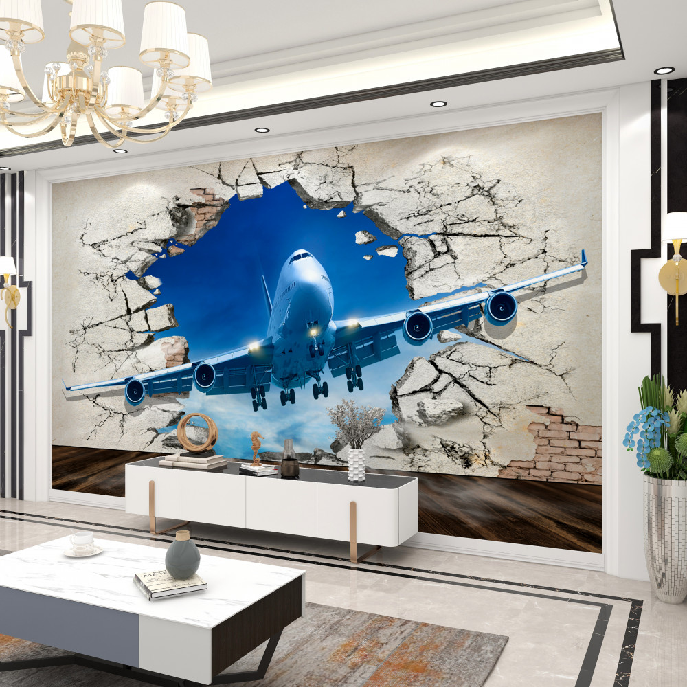 Fototapeta samolot rozbijający ścianę