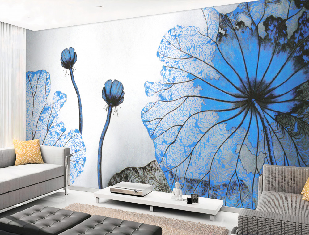 Fototapeta niebieskie pąki maku we mgle