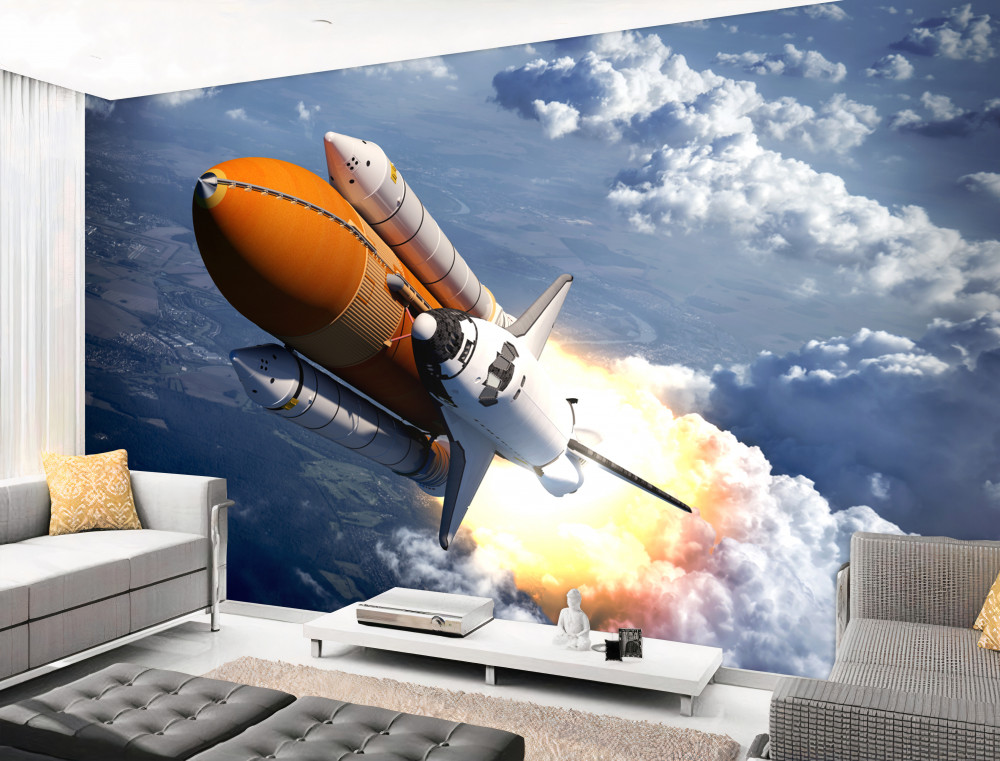 Fototapeta rakieta w locie wśród chmur