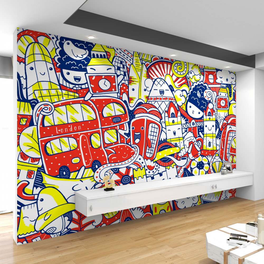 Fototapeta graffiti na kolorowej ścianie