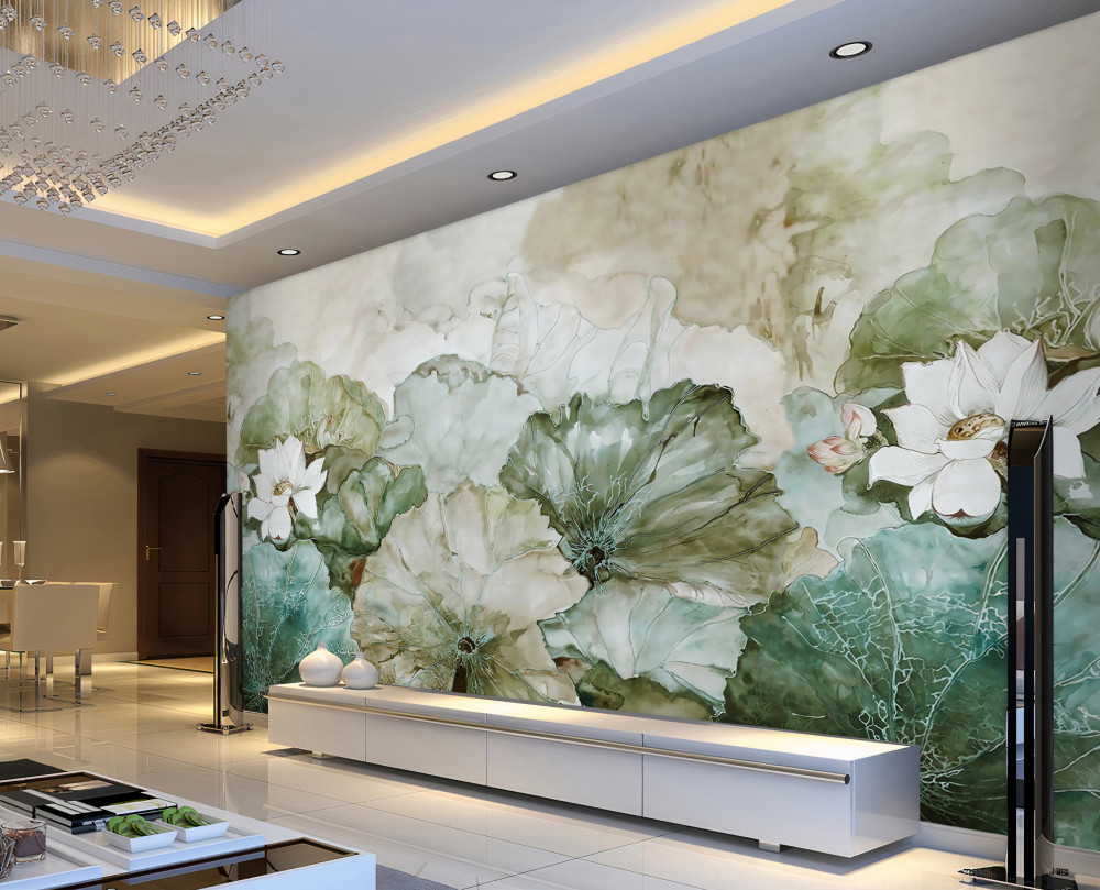 Fototapeta tropikalne liście i białe kwiaty