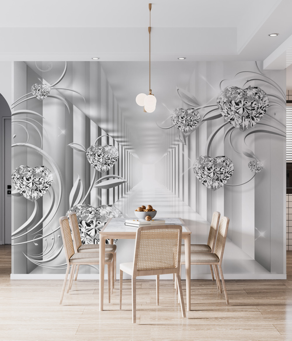 Fototapeta srebrna kolumnada i dekoracje