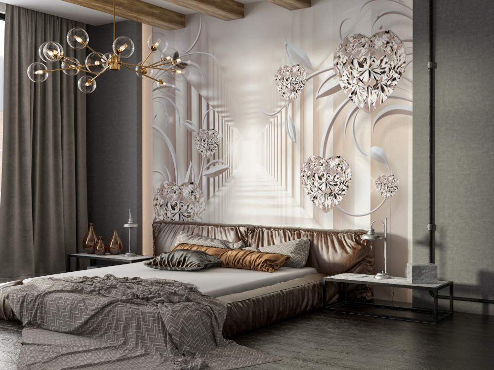 Fototapeta abstrakcyjny niekończący się tunel i złote dekoracje