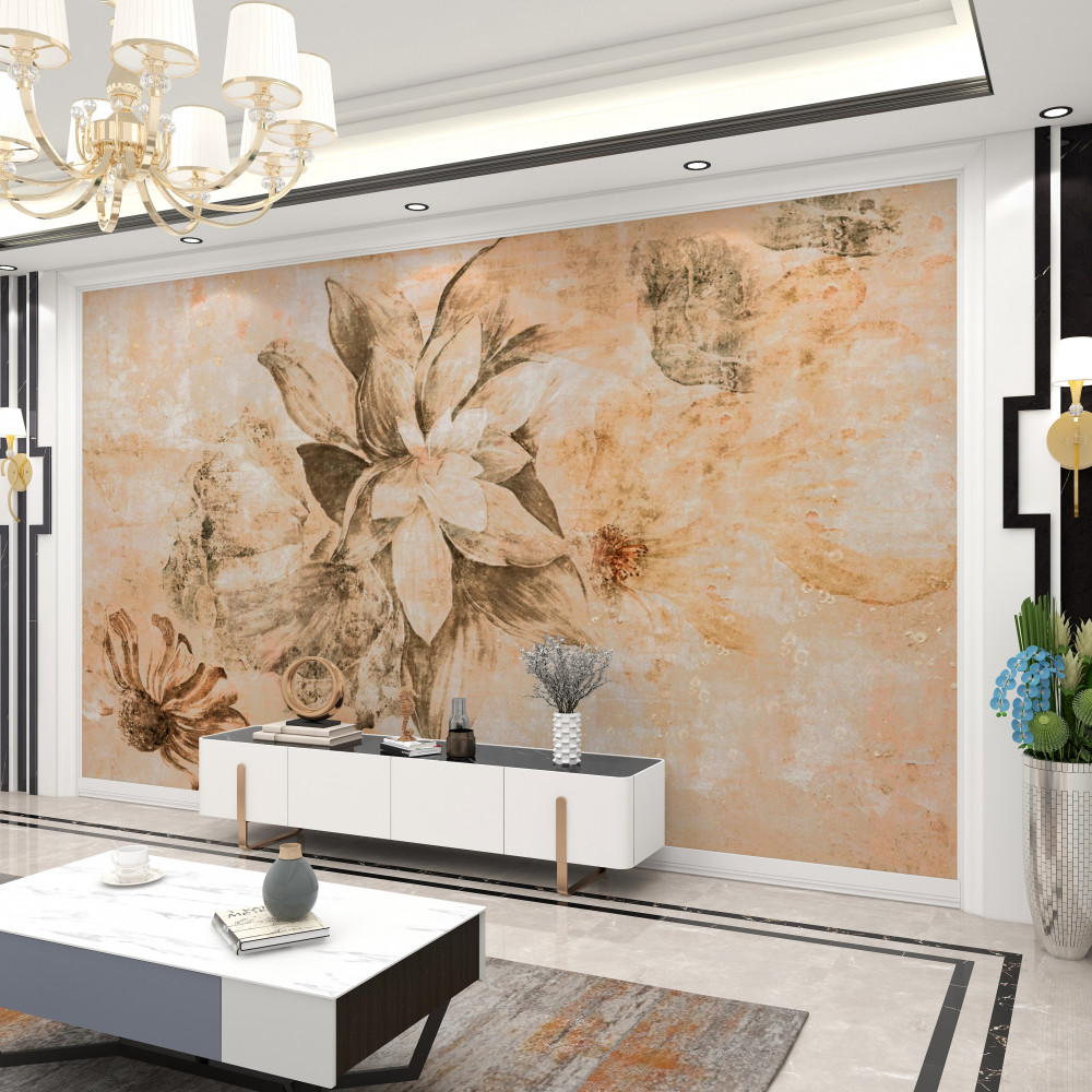 Fototapeta kwitnący pączek na brązowym tle