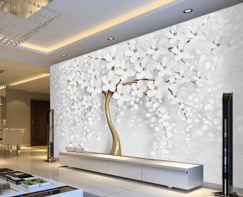 Fototapeta białe liliowe kwiaty kwitnącego drzewa