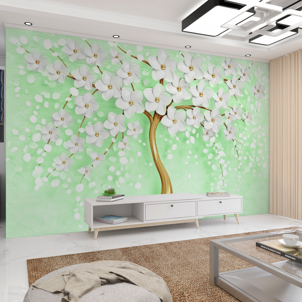 Fototapeta biała wiśnia w letnim ogrodzie