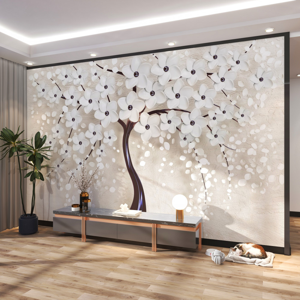 Fototapeta luksusowe białe kwitnące drzewo