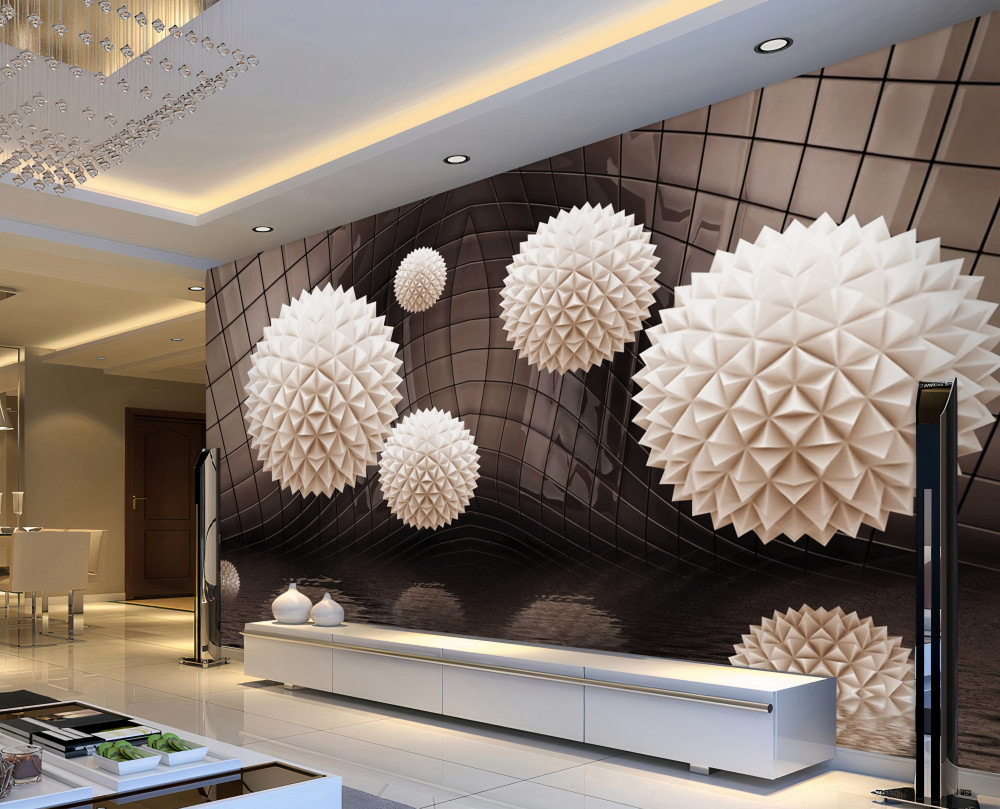 Fototapeta jasnoróżowe spiczaste pływające kulki