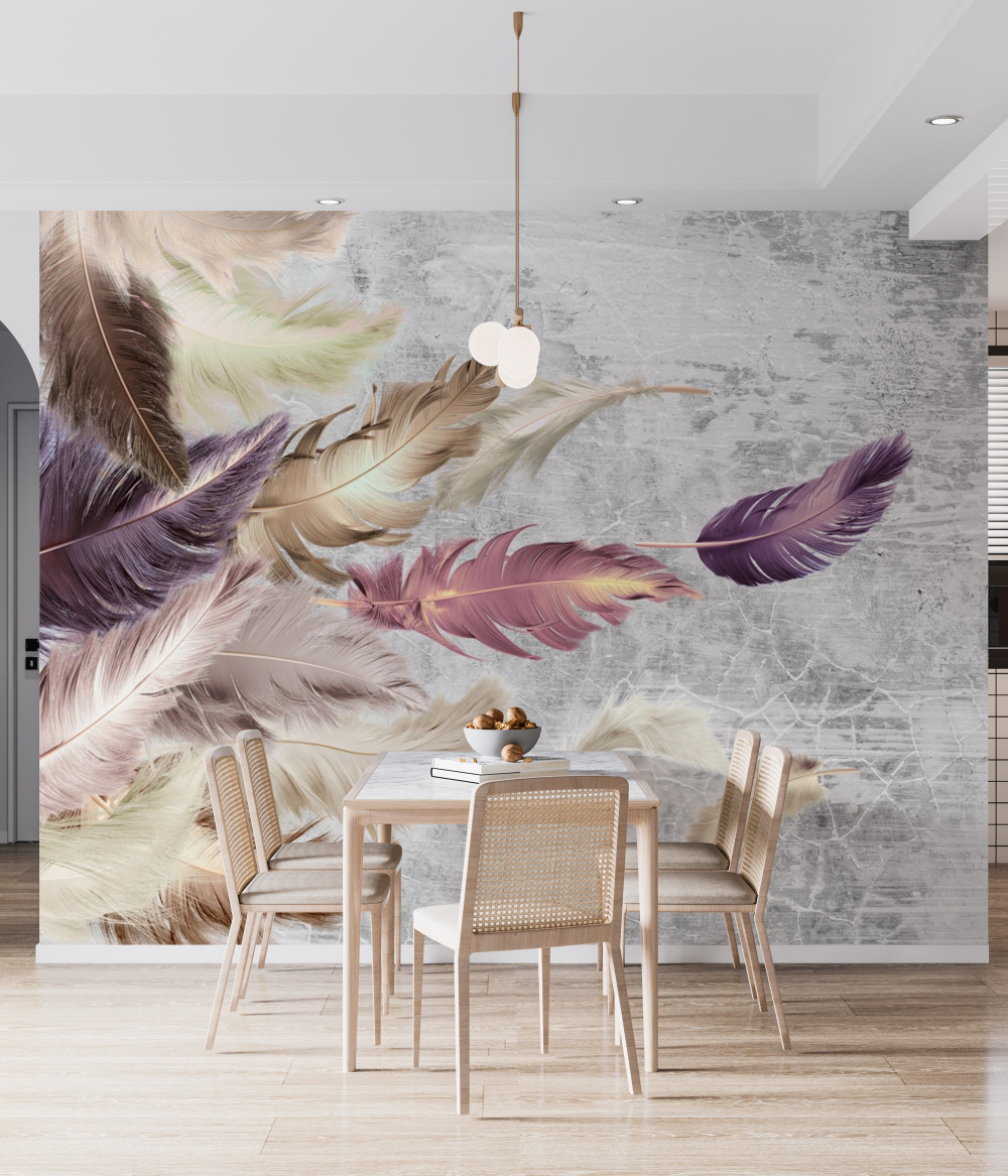 Fototapeta kolorowe pióra powiewają na wietrze