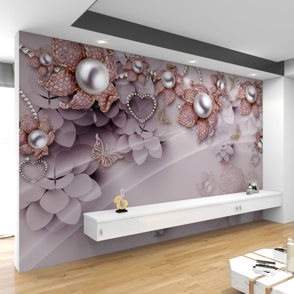 Fototapeta abstrakcyjne kwiaty wykonane z kamieni szlachetnych i pereł