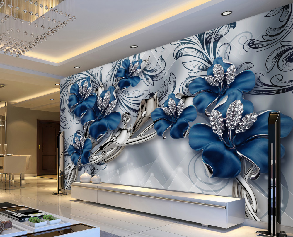 Fototapeta pąki niebieskie i srebrne