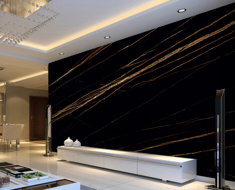 Fototapeta złote nici na czarnym tle