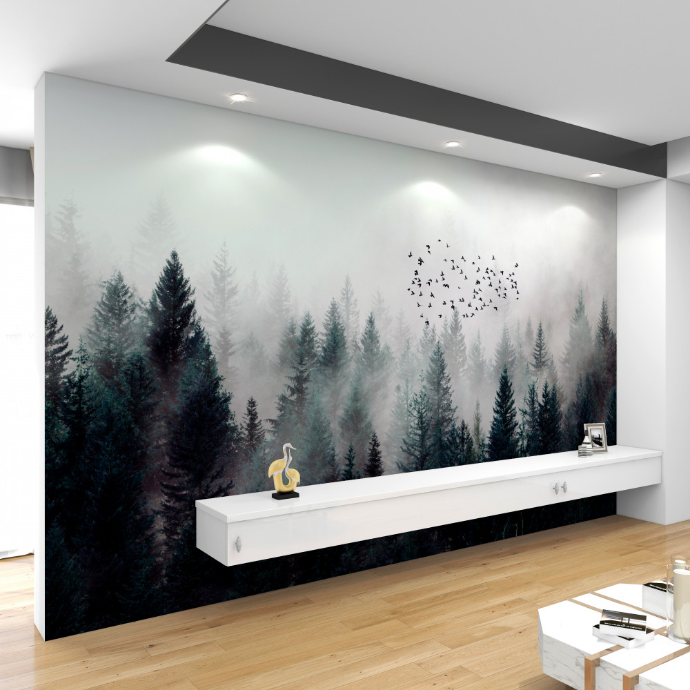 Fototapeta gęsta mgła i ptaki