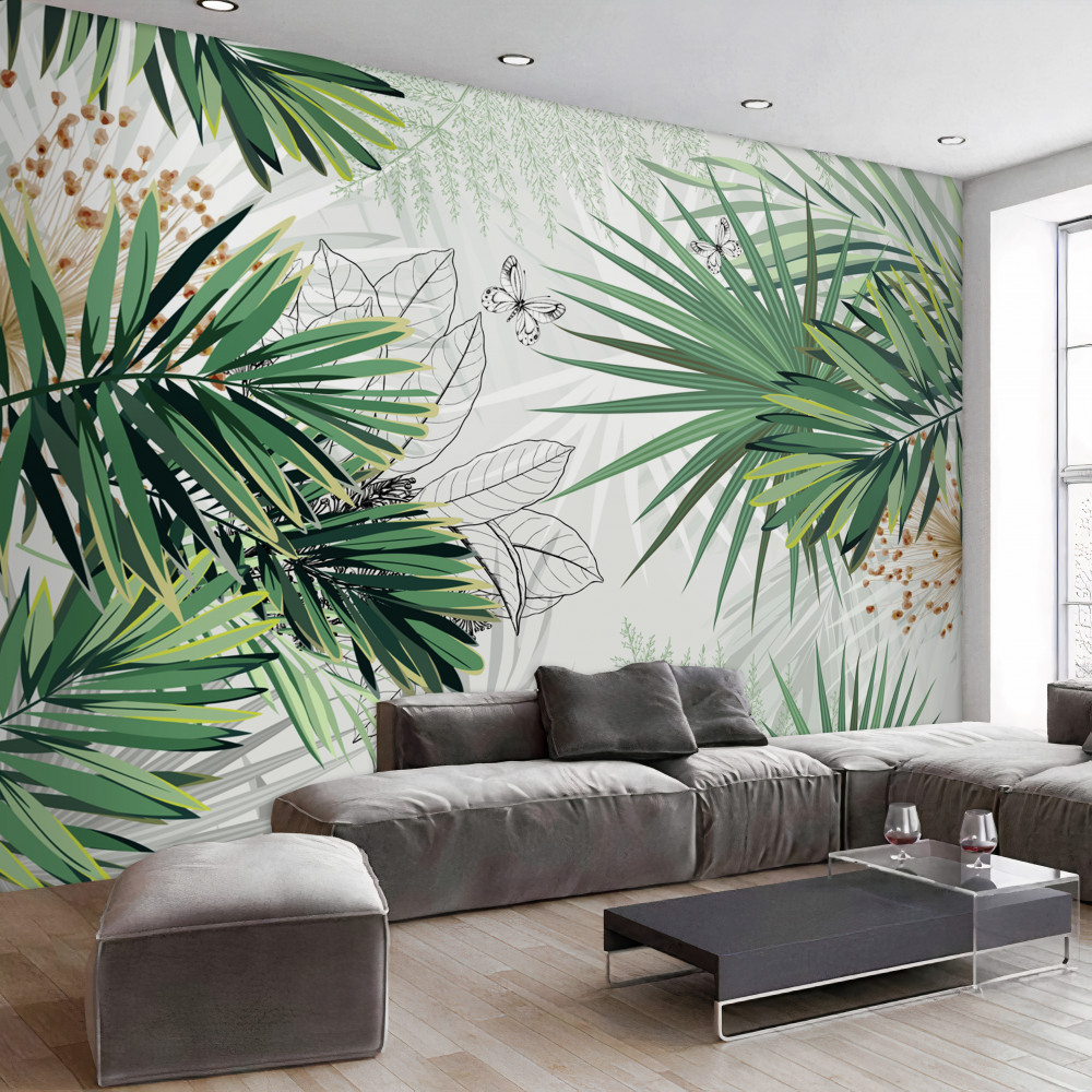 Fototapeta duże gałęzie z zielonymi liśćmi