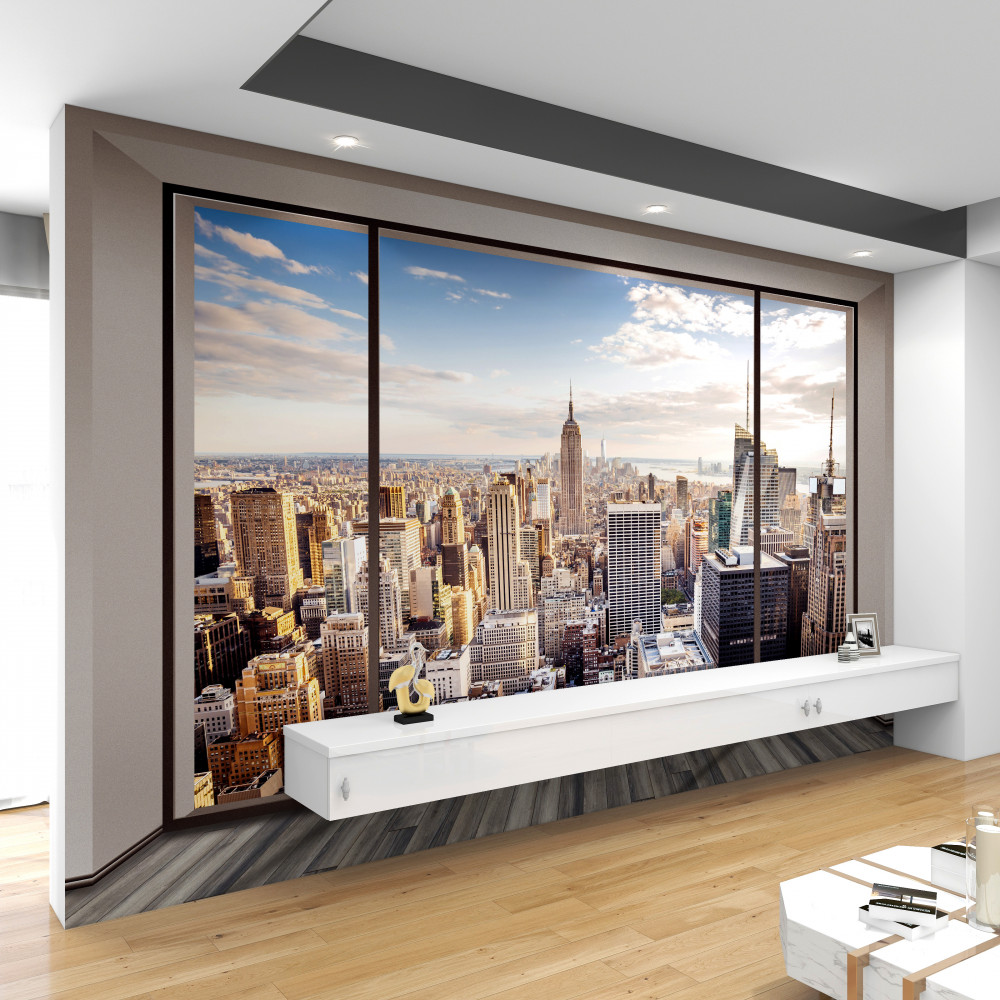 Fototapeta panoramiczne okno z widokiem na Nowy Jork