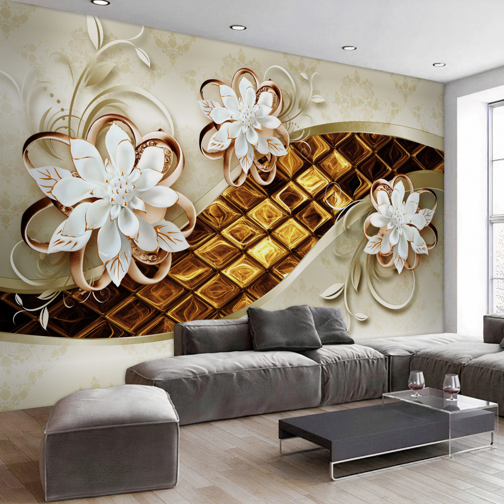 Fototapeta niezwykłe wirujące białe kwiaty