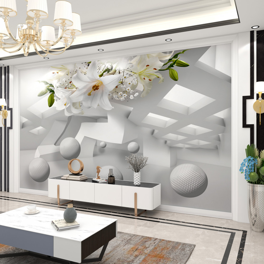 Fototapeta białe lilie i abstrakcja