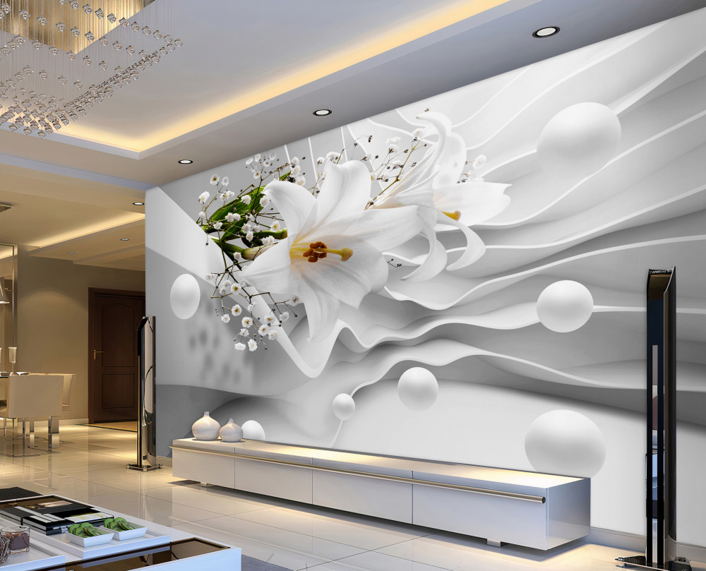 Fototapeta biała lilia i biała abstrakcja na tle