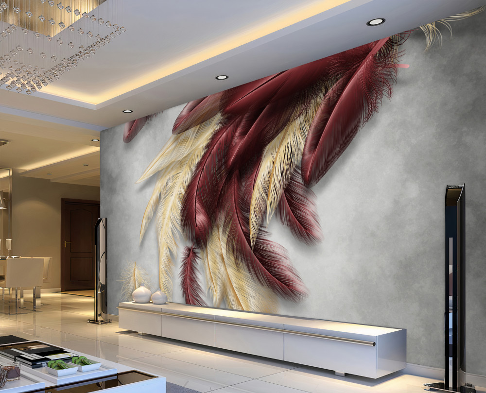 Fototapeta złote i fioletowe pióra