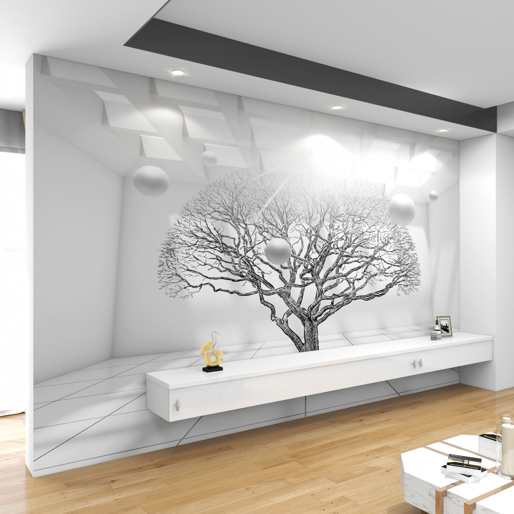 Fototapeta łyse drzewo pośrodku białego pokoju