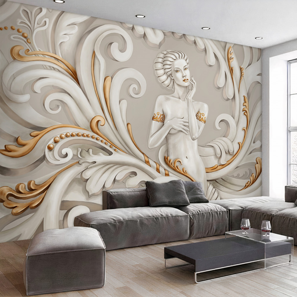 Fototapeta naga biała dziewczyna i białe i różowe loki