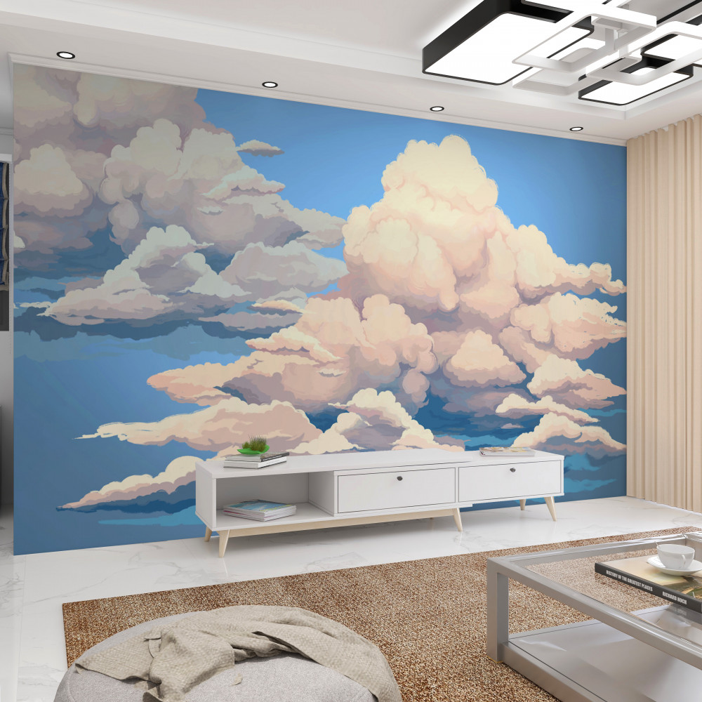 Fototapeta puszyste malowane białe chmury