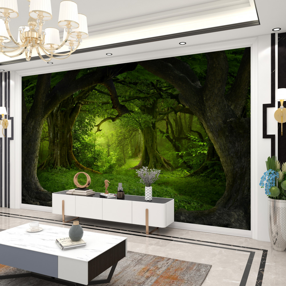 Fototapeta zielony bajkowy las