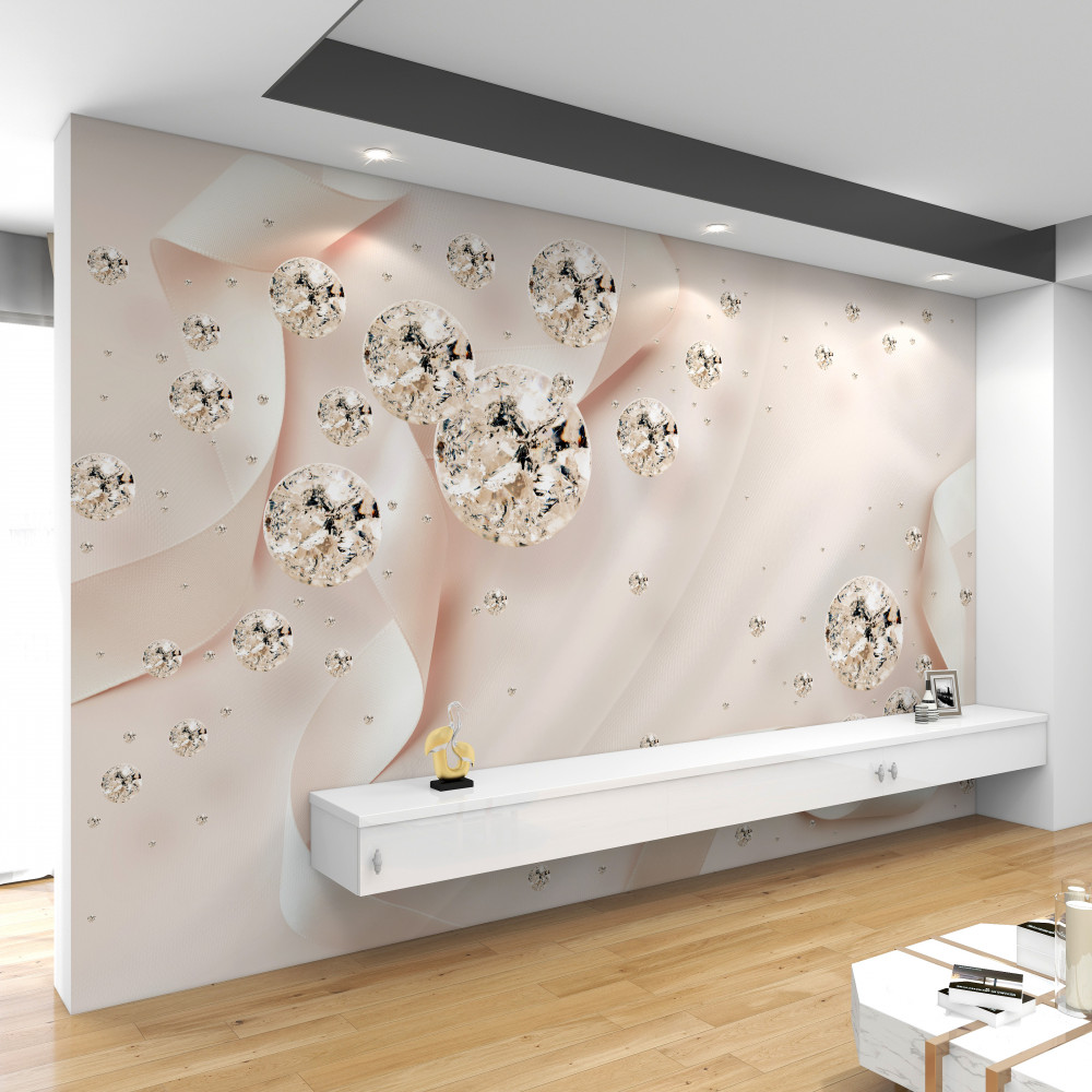 Fototapeta białe diamenty na delikatnym różowym tle