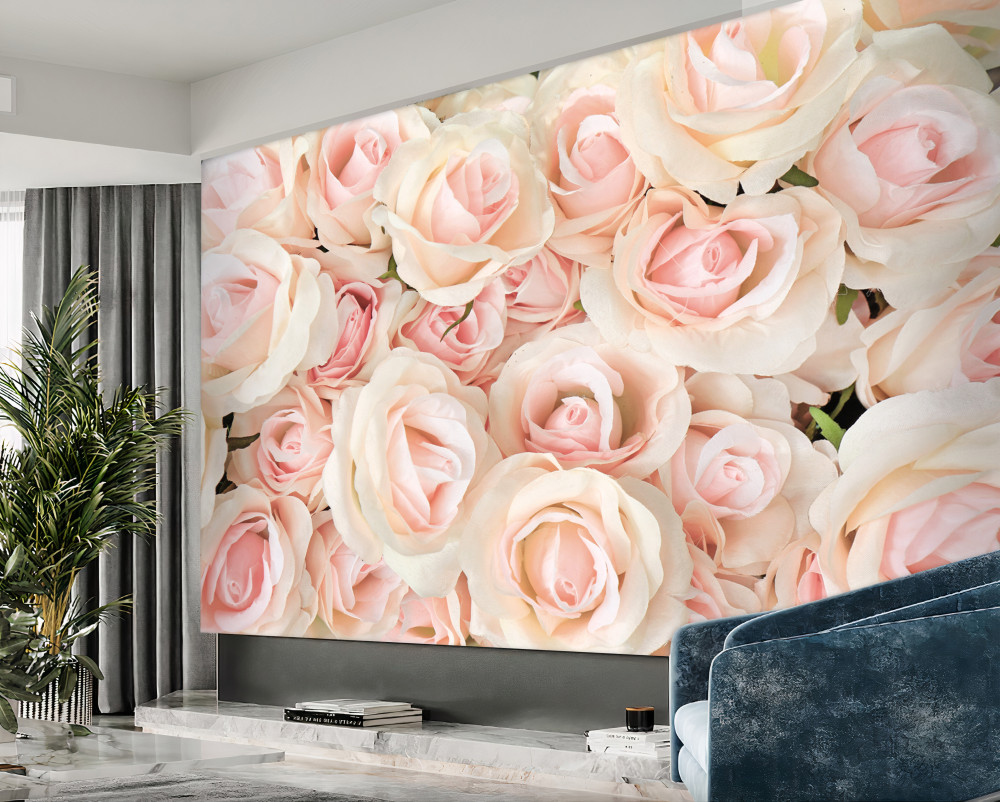 Fototapeta wiele miękkich różowych róż
