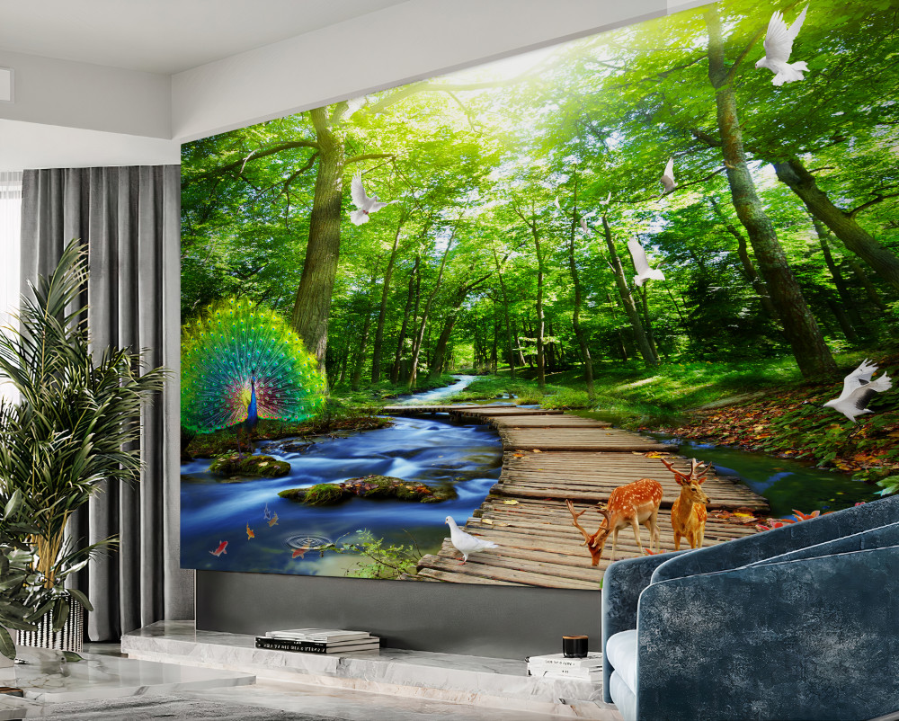 Fototapeta ptaki i zwierzęta w bardzo pięknym lesie