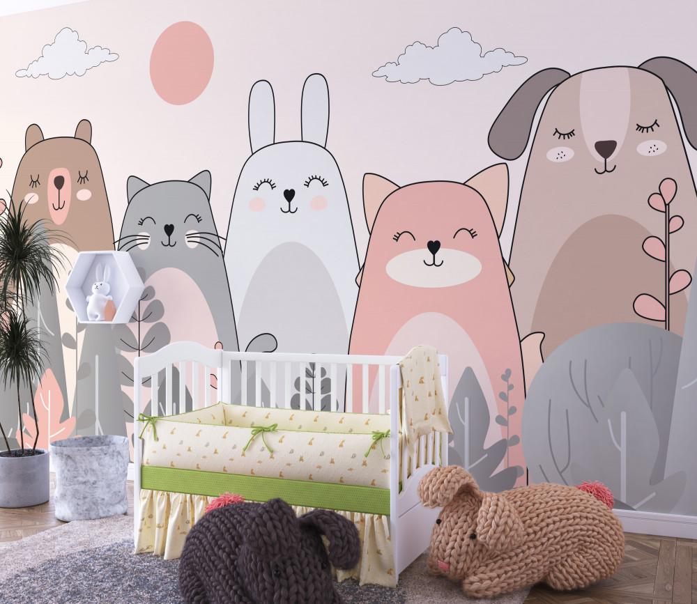 Fototapeta pięć różnych uroczych zwierzątek