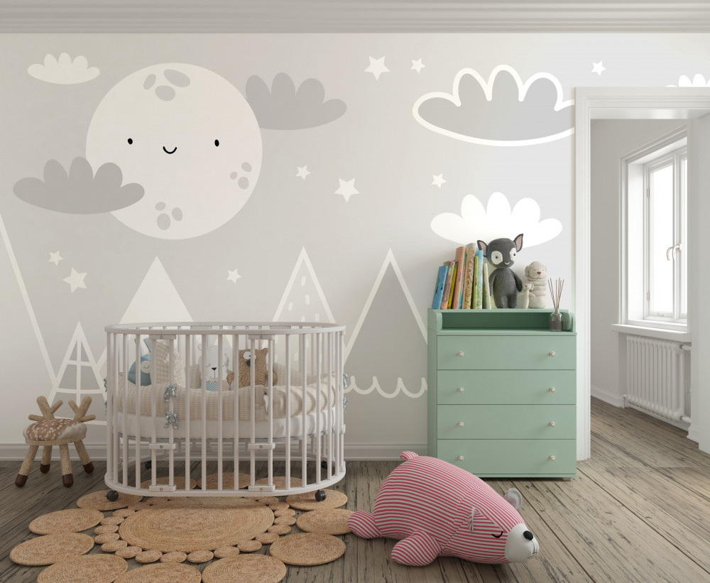 Fototapeta księżyc w pełni stoi nad górami