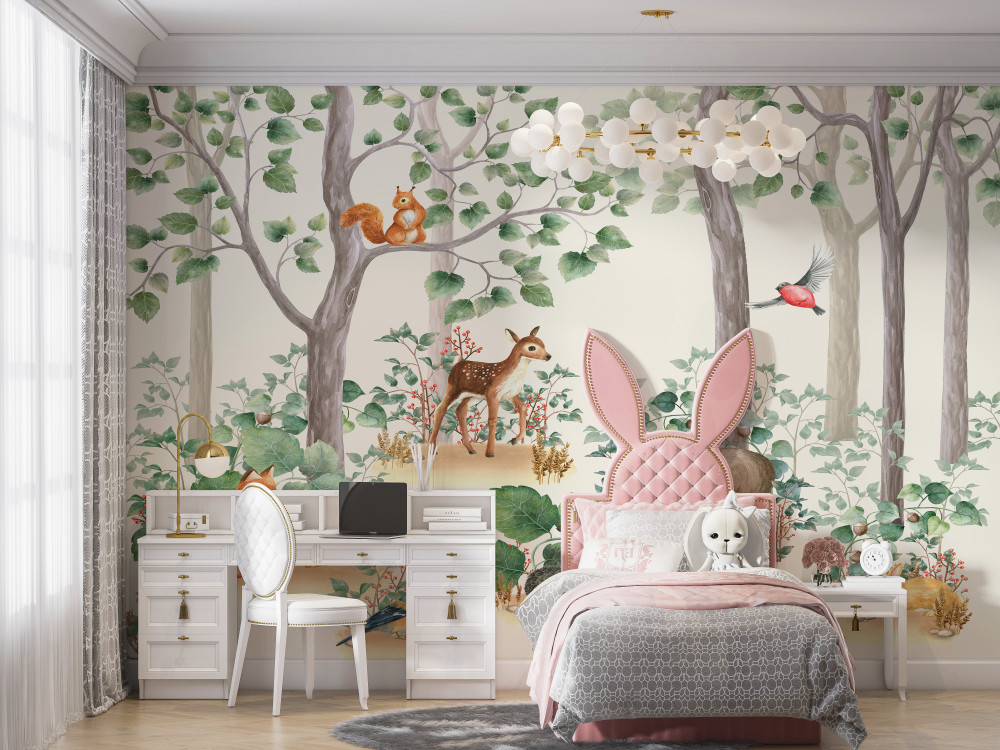 Fototapeta wspaniałe leśne zwierzęta i ptaki