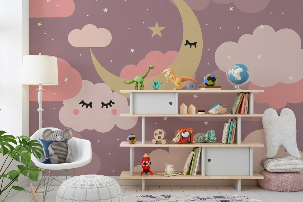 Fototapeta księżyc i chmura z oczami