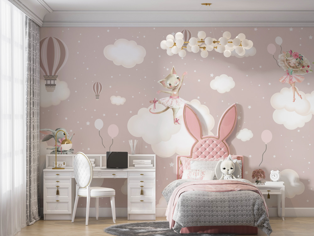 Fototapeta urocze zwierzęta tańczące na chmurach