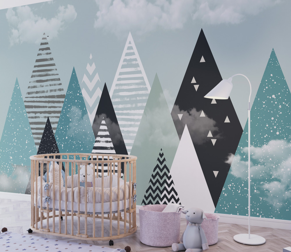 Fototapeta sylwetki gór o różnych rozmiarach i kolorach