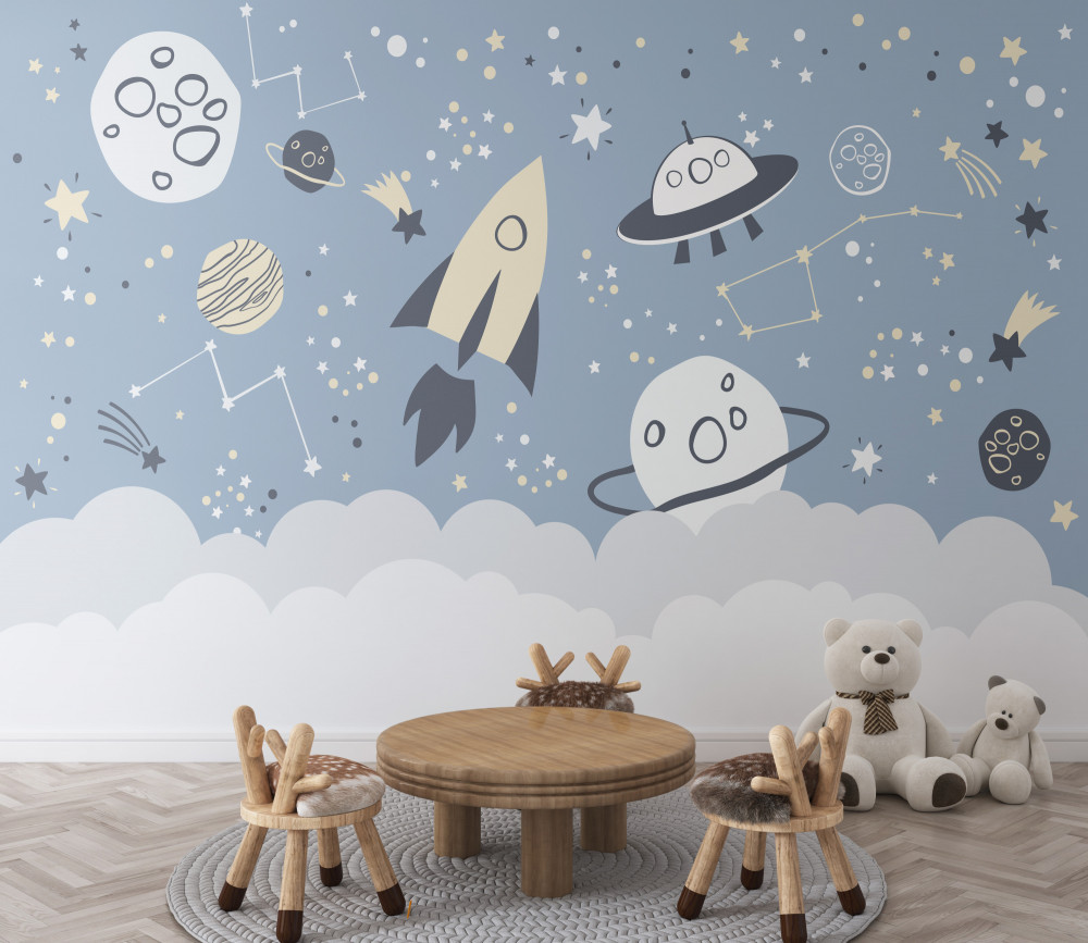 Fototapeta rakieta i ufo w kosmosie