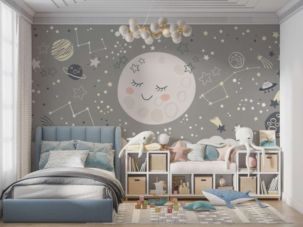 Fototapeta pełnia księżyca z zamkniętymi oczami