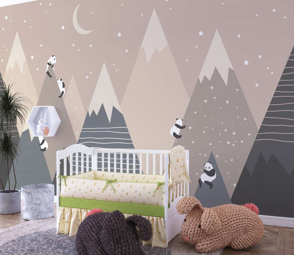 Fototapeta panda wspina się po górach