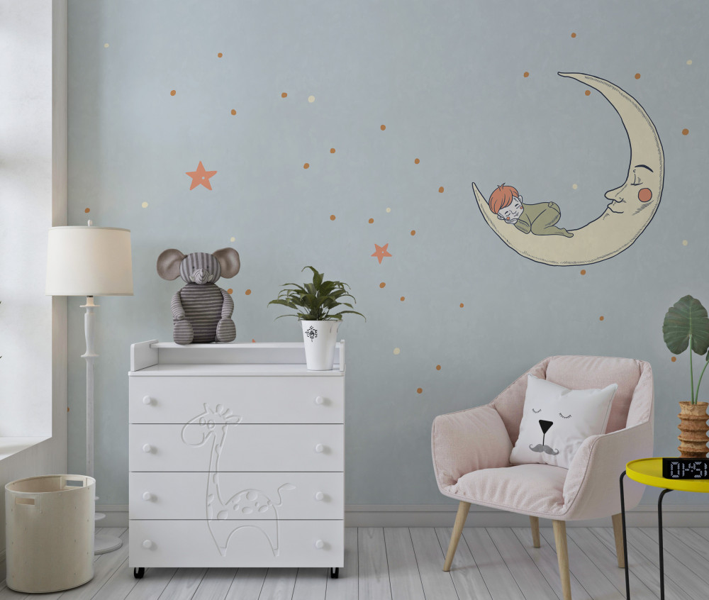 Fototapeta chłopiec śpi na księżycu