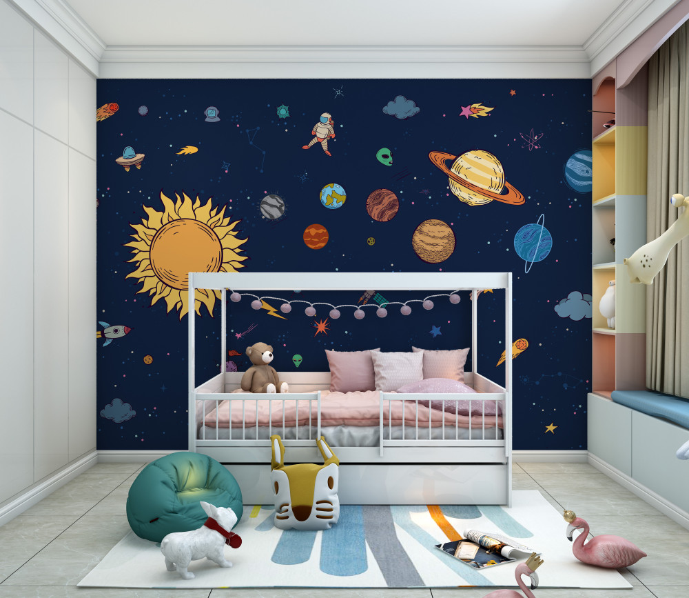 Fototapeta człowiek w kosmosie wśród planet