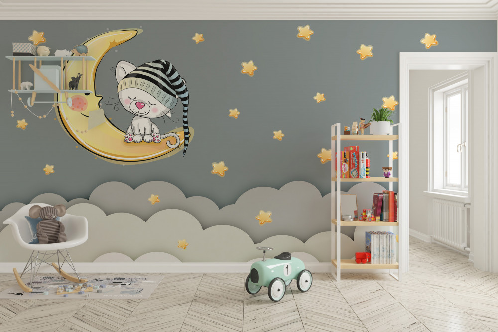 Fototapeta kot w kapeluszu na księżycu